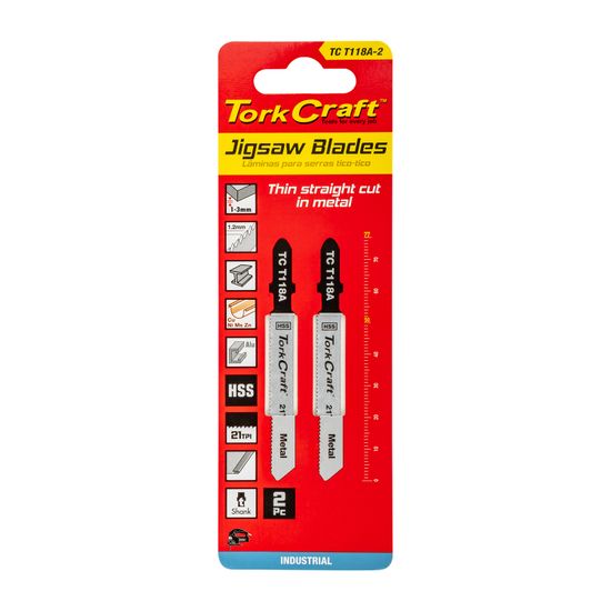 TORK CRAFT T-shank Jigsaw Blade For Metal 1.2mm 21tpi 75mm 2pc